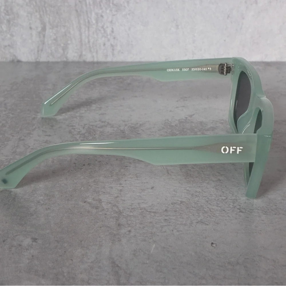 Off-White Valdez Sunglasses Sage Green Dark Grey Lens OERI13X 5307 NWT